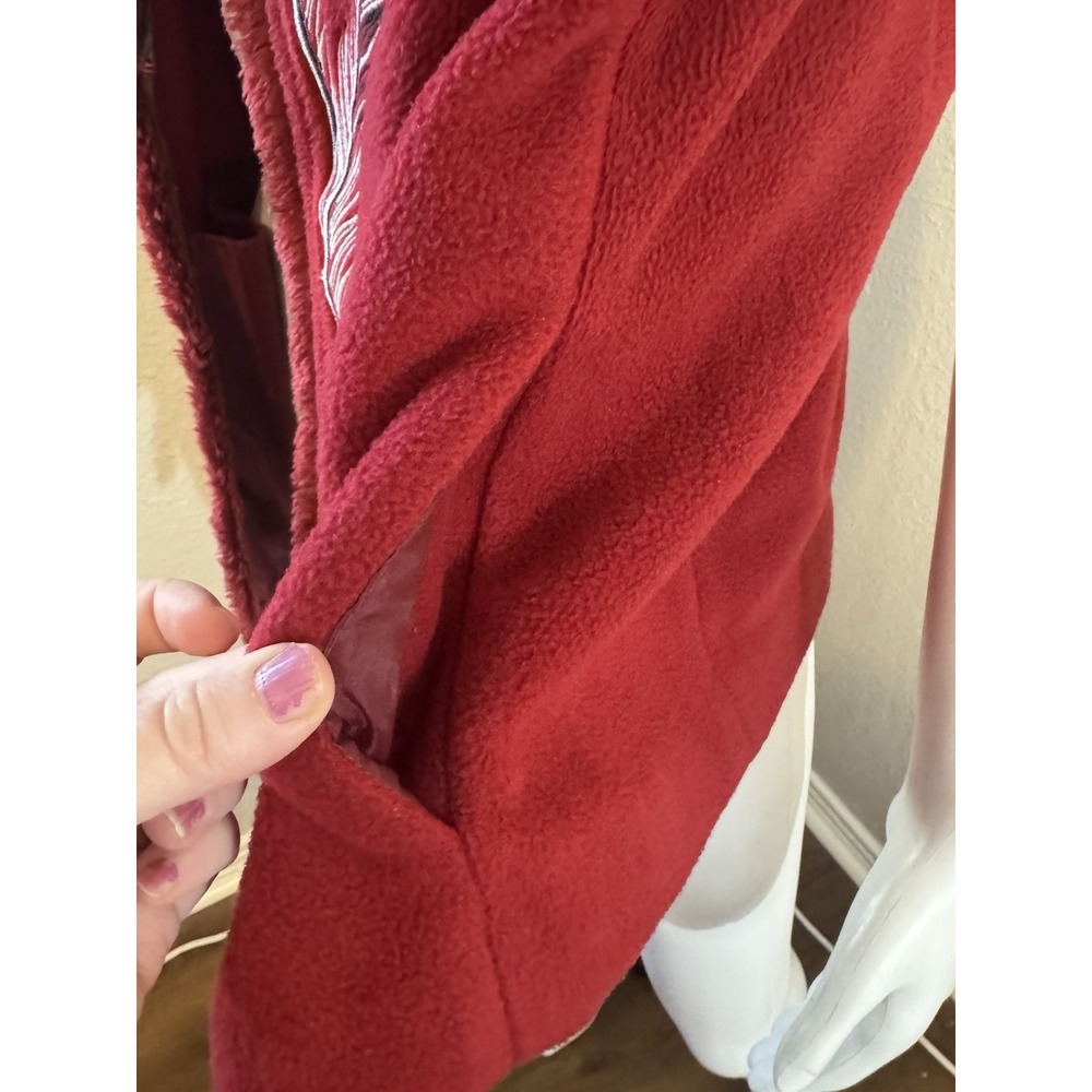 Bob Mackie Fleece Vest Large Wearable Art Boho Em… - image 8